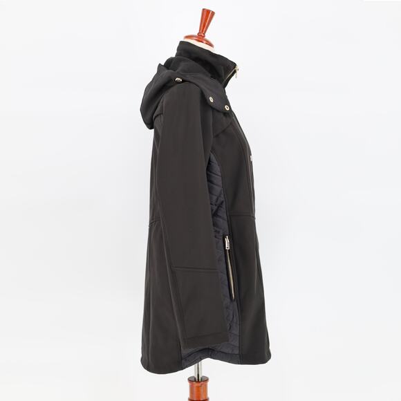 Gallery Women Black Water Resistant Soft-Shell Lightweight Hooded Jacket Size S - Picture 3 of 6